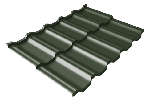 Металлочерепица модульная Квинта Uno Grand Line c 3D резом 0,5 GreenСoat Pural Matt RR 11 темно-зеленый (RAL 6020 хромовая зелень) купить в Абинске