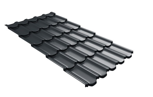 Металлочерепица квинта плюс с 3D резом 0,5 Satin RAL 7016 антрацитово-серый купить в Абинске