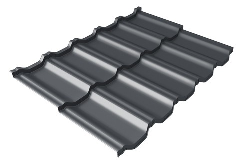 Металлочерепица модульная Квинта Uno Grand Line c 3D резом 0,45 Drap RAL 7024 мокрый асфальт купить в Абинске